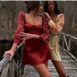 Danielle Bernstein WEWOREWHAT Red Floral Silk Corset Mini Dress